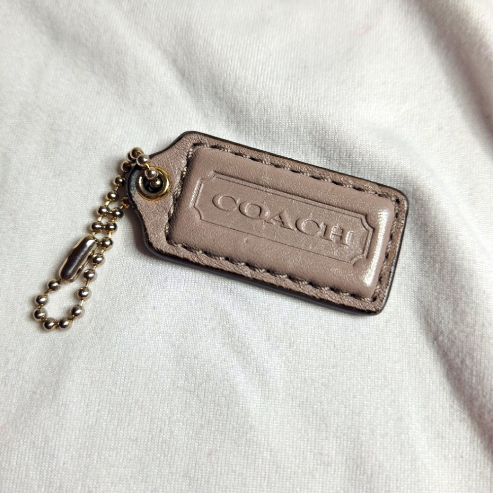 Coach Leather Hangtag Dusty Gray Mauve Color